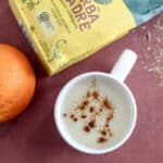 yerba mate latte with orange and loose leaf yerba mate